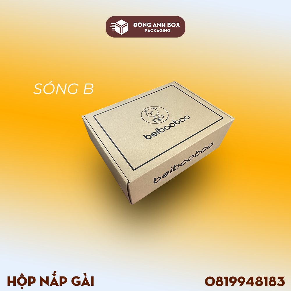 Hộp carton nắp gài sóng B 2 mặt nâu đựng túi xách, thời trang